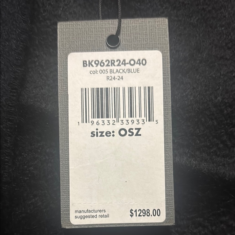 John Varvatos Elegant Black Fringe Scarf or throw blanket REVERSIBLE BLUE/BLACK - Picture 3 of 4